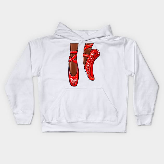 Top 10 best gifts for dancers. Ballet pointe shoes in red. Ballerina dancer dancing dance Kids Hoodie by Artonmytee